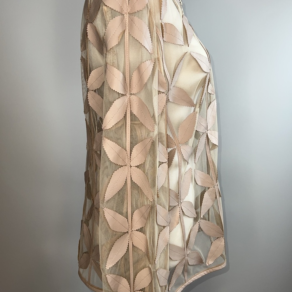 🌟VINTAGE NWOT BAGATELLE LEATHER NEW LEAF MESH JACKET IN ECRU SIZE L - Picture 10 of 16